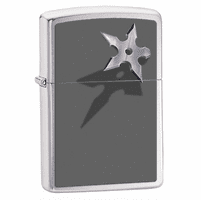 Throwing Star Brushed Chrome Zippo Lighter - ID# 28030