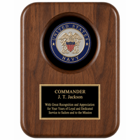 US Navy Genuine Walnut Plaque with Laser Engraved Plate