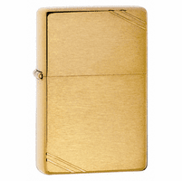 Vintage with Slashes Brushed Brass Zippo Lighter - ID# 240
