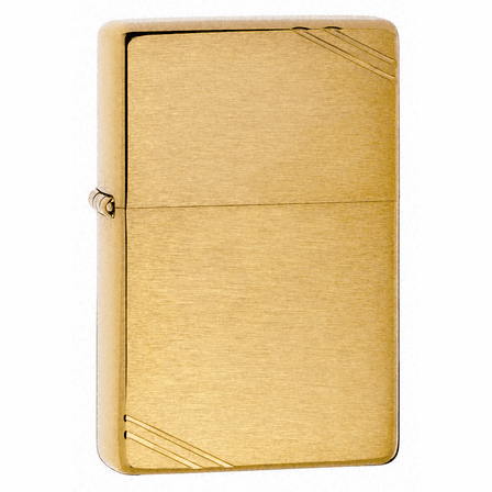 Vintage with Slashes Brushed Brass Zippo Lighter - ID# 240