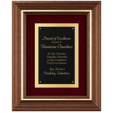 Walnut Frame With Black & Gold Engraving Plate