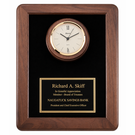 Walnut Plaque & Clock Combo - P900