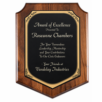 Walnut  Plaque With Black Brass Engraving Plate - PC582