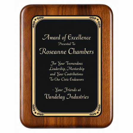 Walnut  Plaque With Black Brass Engraving Plate - PC584