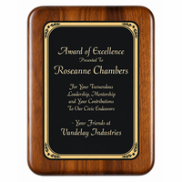 Walnut  Plaque With Black Brass Engraving Plate - PC584