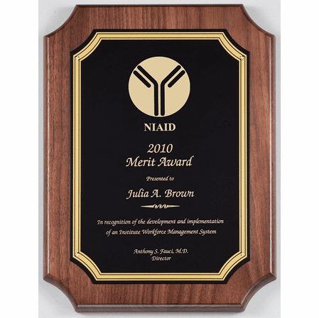 Walnut Plaque With  Black Engraving Plate - P374 - Discontinued