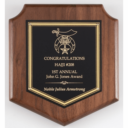 Walnut  Plaque With Black & Gold Engraving Plate - Discontinued
