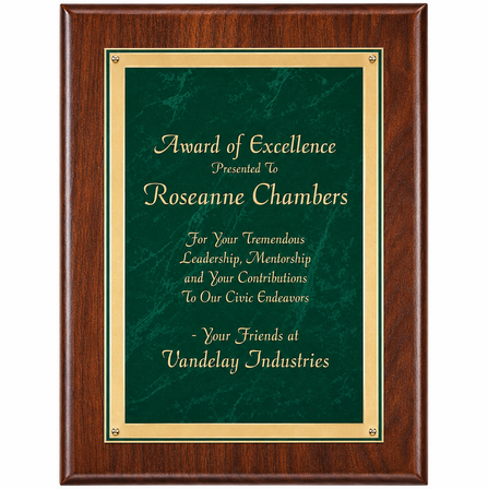 Walnut Plaque With  Green Marble Engraving Plate - PC503