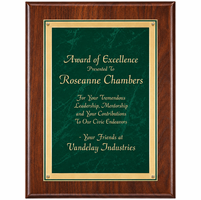 Walnut Plaque With  Green Marble Engraving Plate - PC503