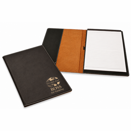 World's Best Boss Black Leatherette Portfolio & Pad Holder
