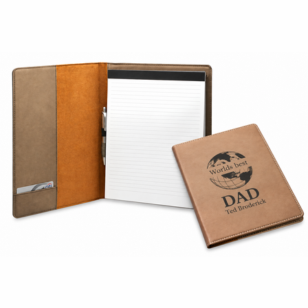 World's Best Dad Brown Leatherette Portfolio & Pad Holder