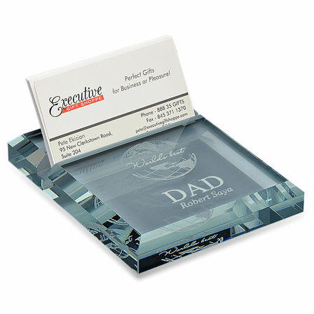 World's Best Dad Crystal Business Card holder & Paperweight