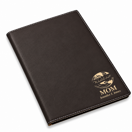 World's Best Mom Black Leatherette Portfolio & Pad Holder