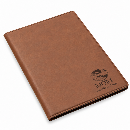 World's Best Mom Brown Leatherette Mini Portfolio