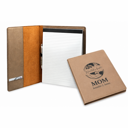 World's Best Mom Brown Leatherette Portfolio & Pad Holder