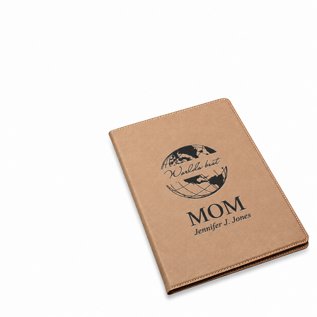 World's Best Mom Brown Leatherette Portfolio & Pad Holder
