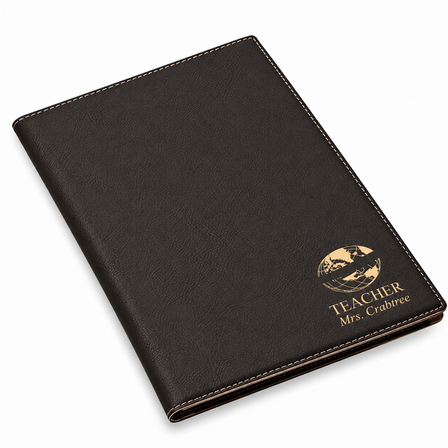 World's Best Teacher Black Leatherette Mini Portfolio