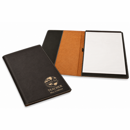 World's Best Teacher Black Leatherette Portfolio & Pad Holder