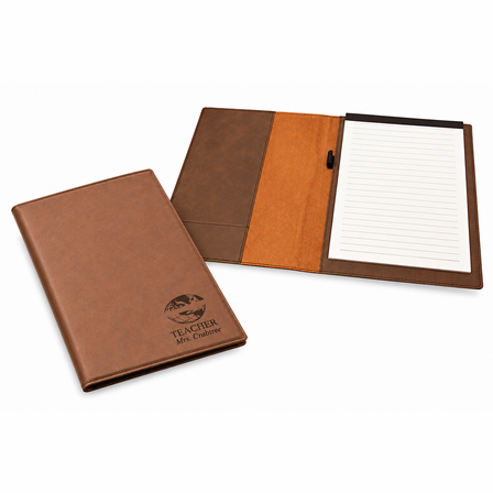 World's Best Teacher Brown Leatherette Mini Portfolio