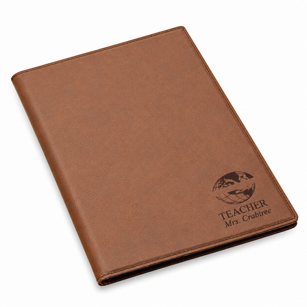 World's Best Teacher Brown Leatherette Mini Portfolio