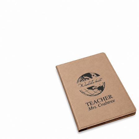 World's Best Teacher Brown Leatherette Portfolio & Pad Holder