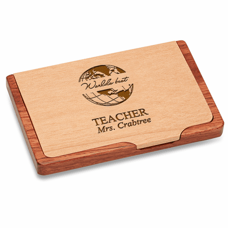 World's Best Teacher  Pocket/Desktop Business Card Holder