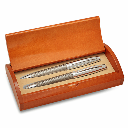 Woven Steel Double Pen Gift Set - Executive Gift Shoppe