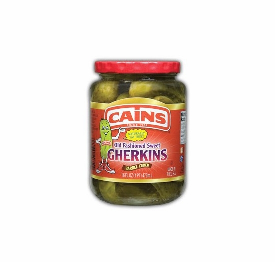 Cains Old Fashioned Sweet Gherkins 16 oz.
