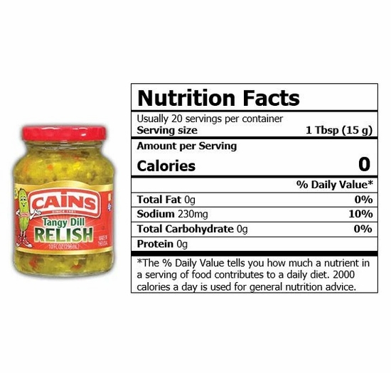 Cains Tangy Dill Relish 10 oz.