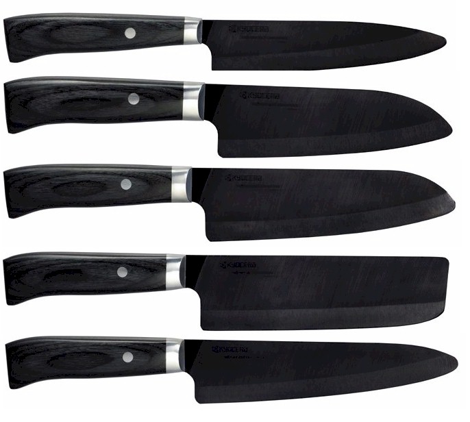 * Kyocera LTD Series 5Piece Ceramic Knife Set w/Handcrafted Pakka Wood