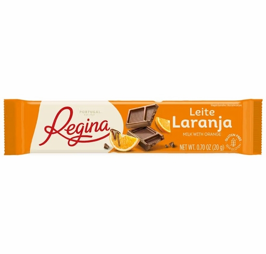 Regina Leite Laranja Milk Chocolate with Orange Bars (Case of 30/.70 oz. Bars)