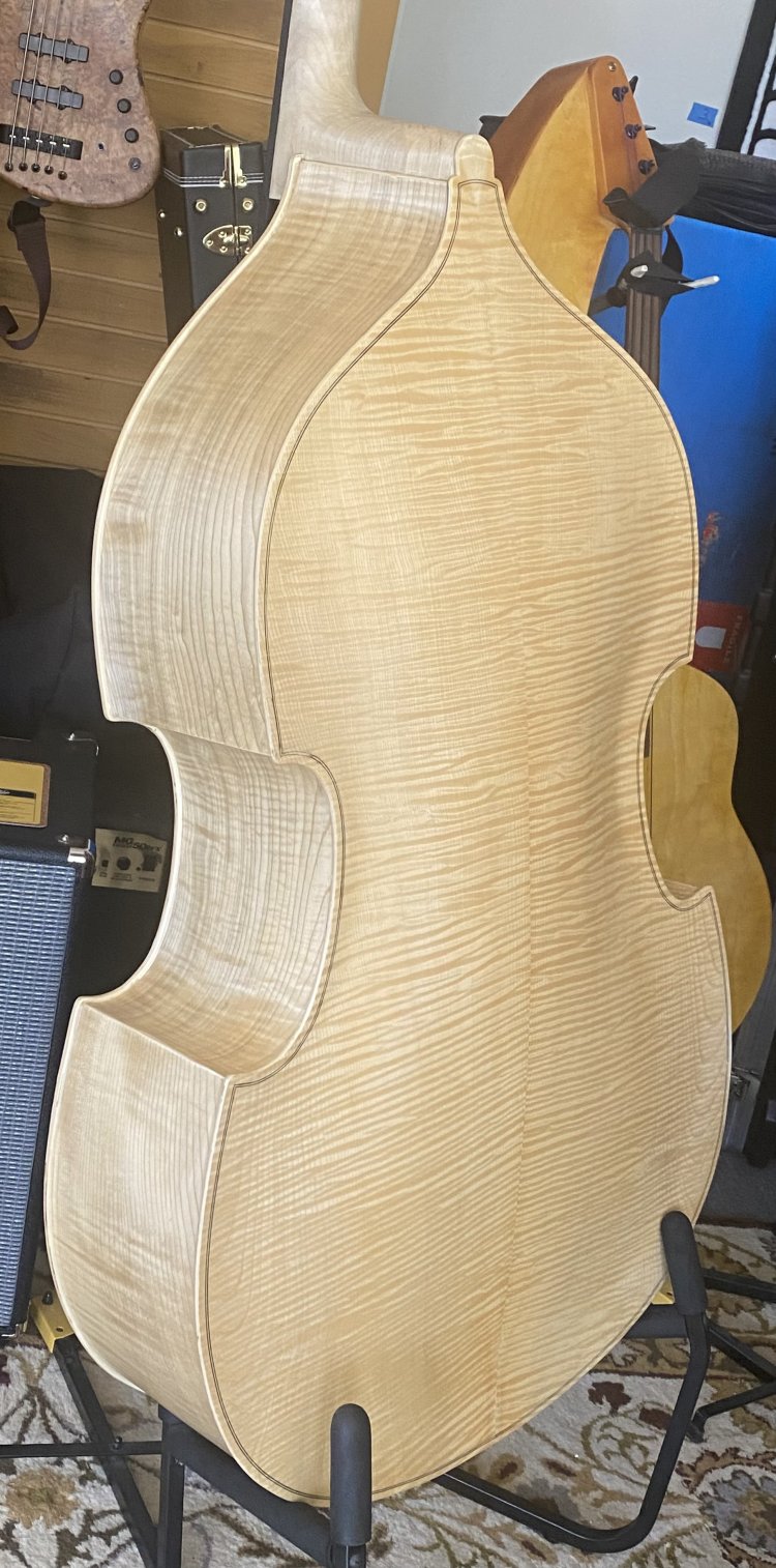 MB40FT Flamed Maple Upright Bass Milano FMI Bass Blonde