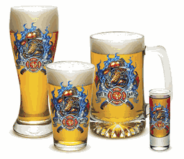 Fire Dog Firefighter Glassware Set
