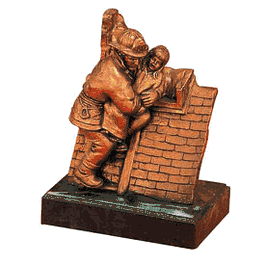 Fireman On Roof Sculpture