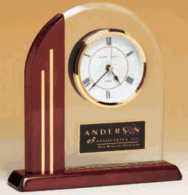 Rosewood and Glass Desk Clock