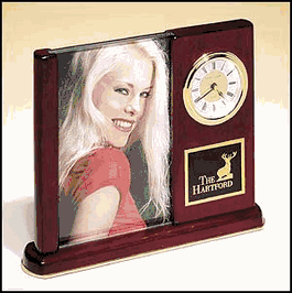 Rosewood Clock w/Picture Holder