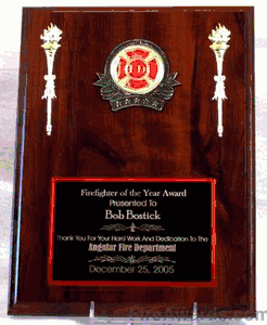 Walnut Finish 8x10 Firefighter Award Plaque