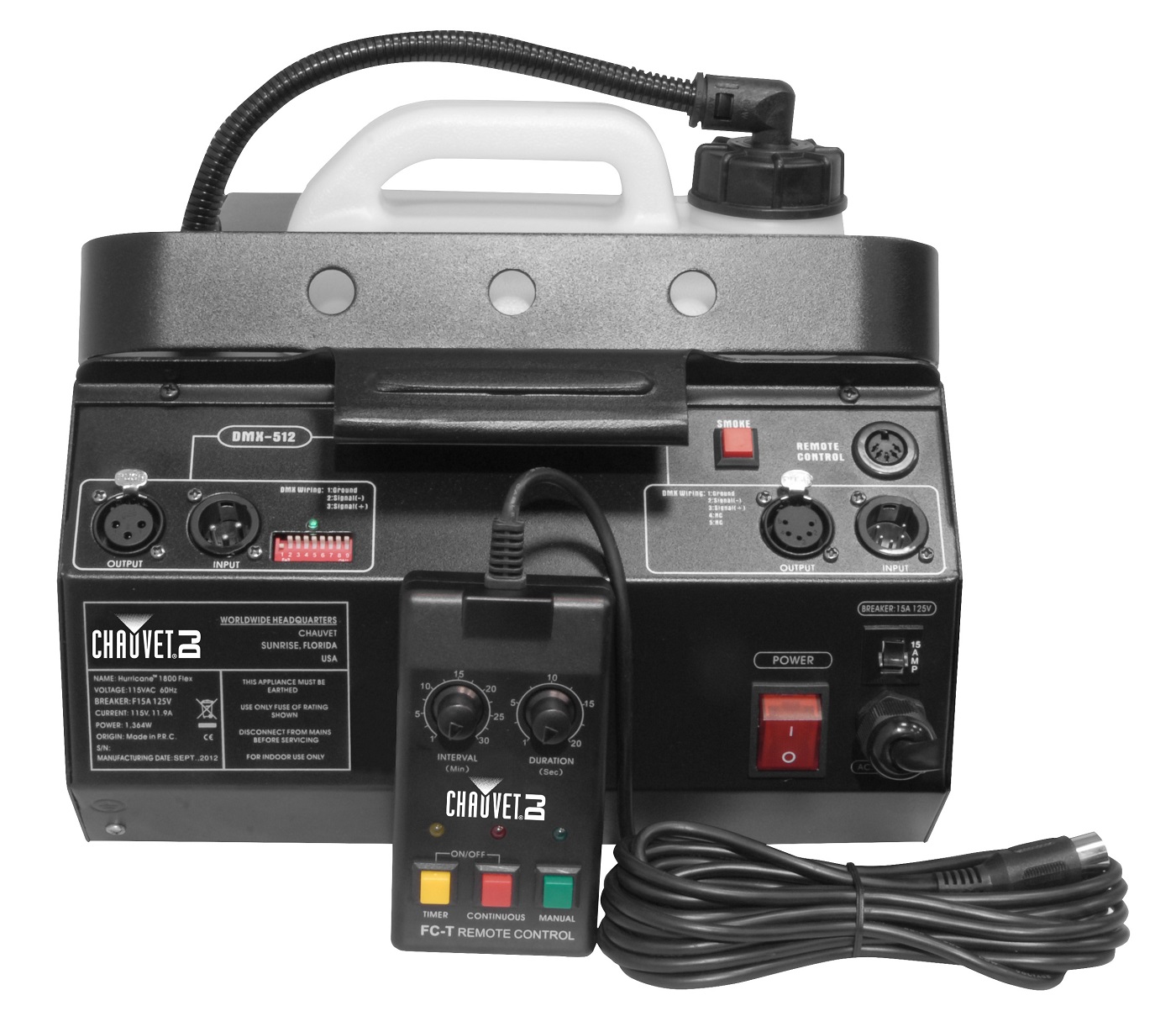 Chauvet Hurricane H1800 Flex DMX Fog Machine BarnDoor