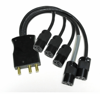 100a Stage Pin Male to (5) 20a Edison Splitter