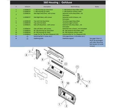 Arri SkyPanel S60 Top Latch Set Blue / Silver Part #5