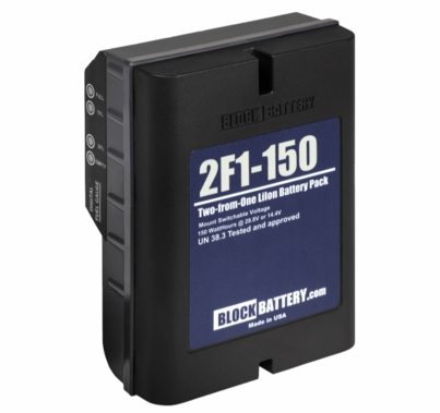Block Battery 2F1-150 Switchable Voltage 14.4v or 28.8v Lithium Ion 150whr