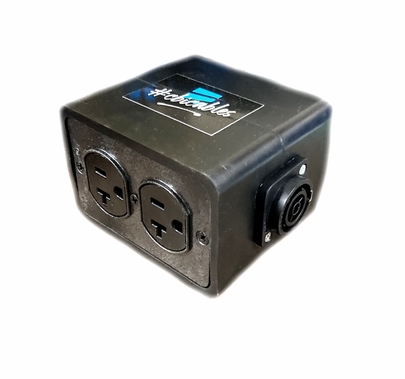 CBI Cables Rubberized Quad Box 20A TRUE1 Powercon Feed Thru to Edison Duplex