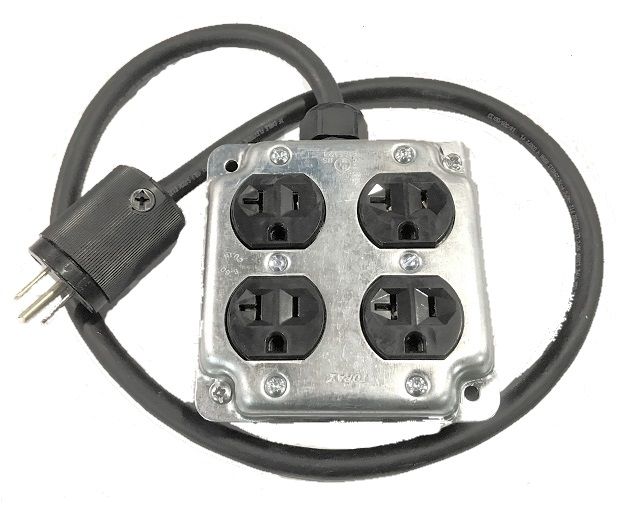 Metal Quad Box 12/3 SJOOW Extension Cable 25ft BarnDoor