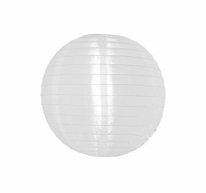 Chinese Nylon Lantern White Artificial Silk 18 in Diameter Reusable