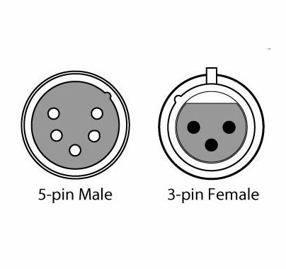 DMX Converter 5 Pin Male to 3 Pin Female  DMX5M