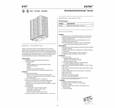 ETC Source 4 ES750 Distributed Dimmer Single Channel, BLACK