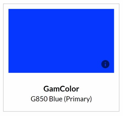 GAM G850 Primary Blue Lighting Gel Filter Sheet 20"x24"