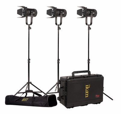 Ikan Stryder Fanless 3 Point 150W Fresnel  Bi-Color LED Light Kit | Gold Mount