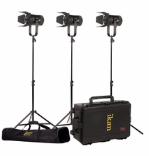 Ikan Stryder Fanless 3 Point 150W Fresnel  Bi-Color LED Light Kit | Gold Mount