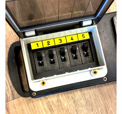 Used Lex 100A Woodhead Male Stage Pin to (5) 20A Edison | Breakered